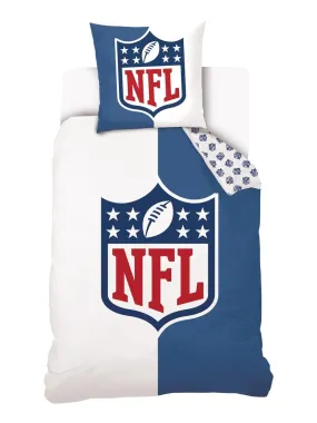 Housse de couette NFL Logo 140x200 cm et taie d'oreiller - 100% Coton - Bleu