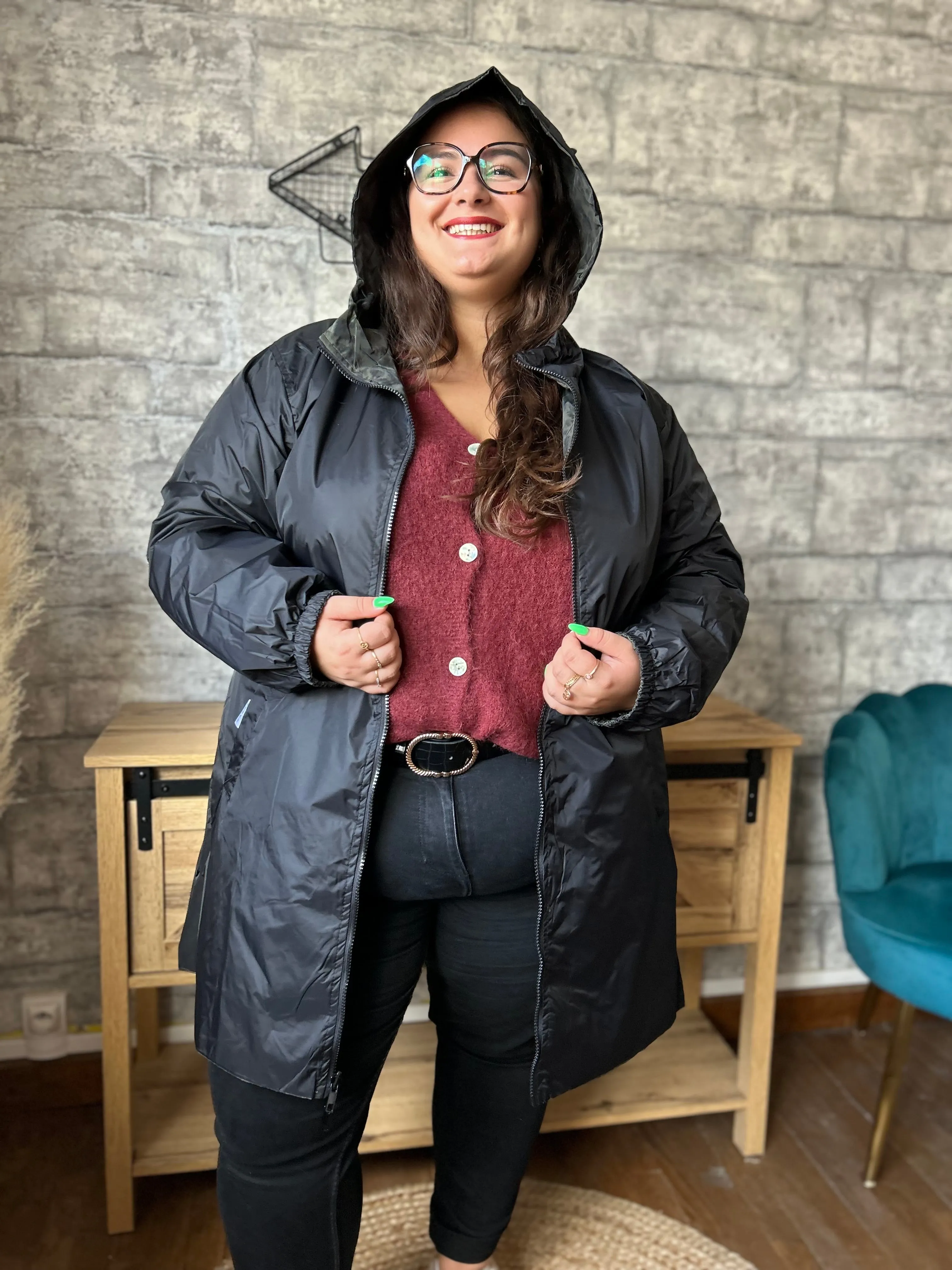 Imperméable RVERSIBLE Léopard kaki / Noir Pulpeuse