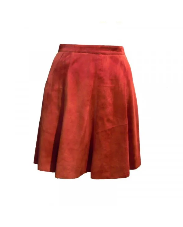 Jupe godets cuir d'agneau