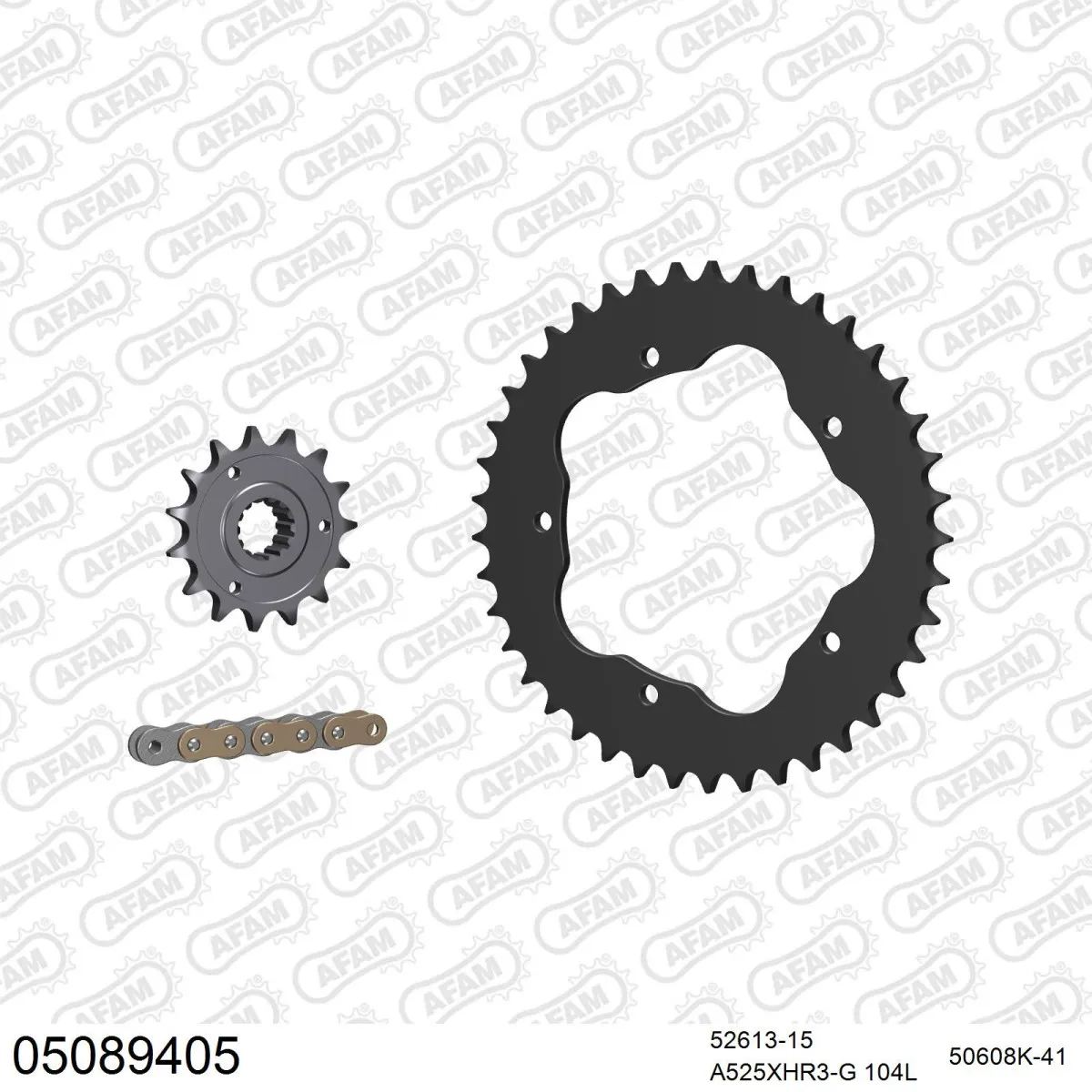 Kit chaine 525 AFAM - Couronne acier - Type de chaine au choix - DUCATI 1000 MONSTER S2R 2006-2008