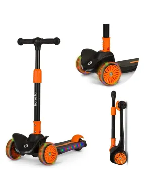 LIONELO Timmy - Trottinette enfant - 3 Roues - Hauteur réglable - LED Roulement - Noir Orange