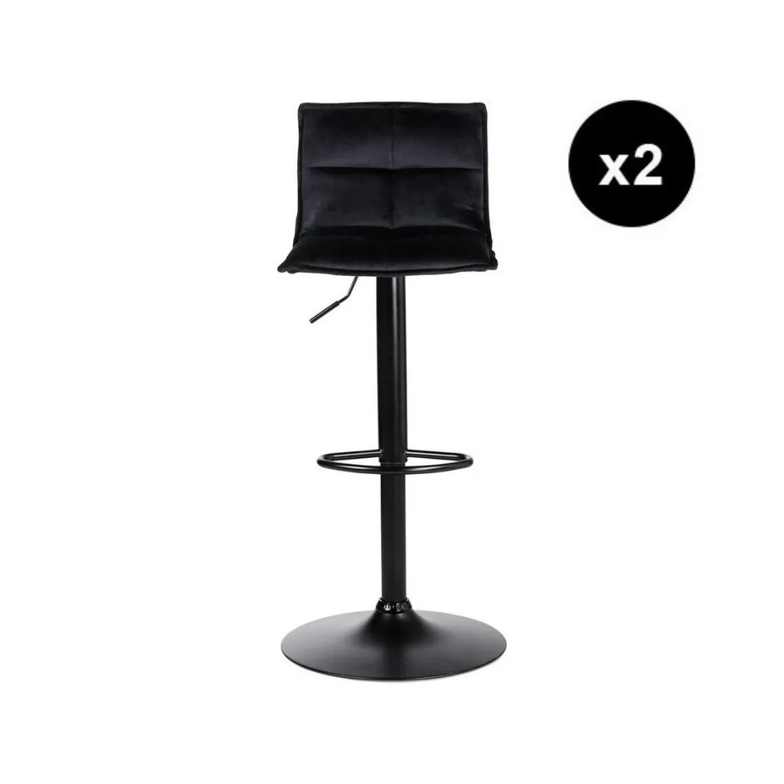 Lot de 2 tabourets de bar velours noir  | 3 Suisses