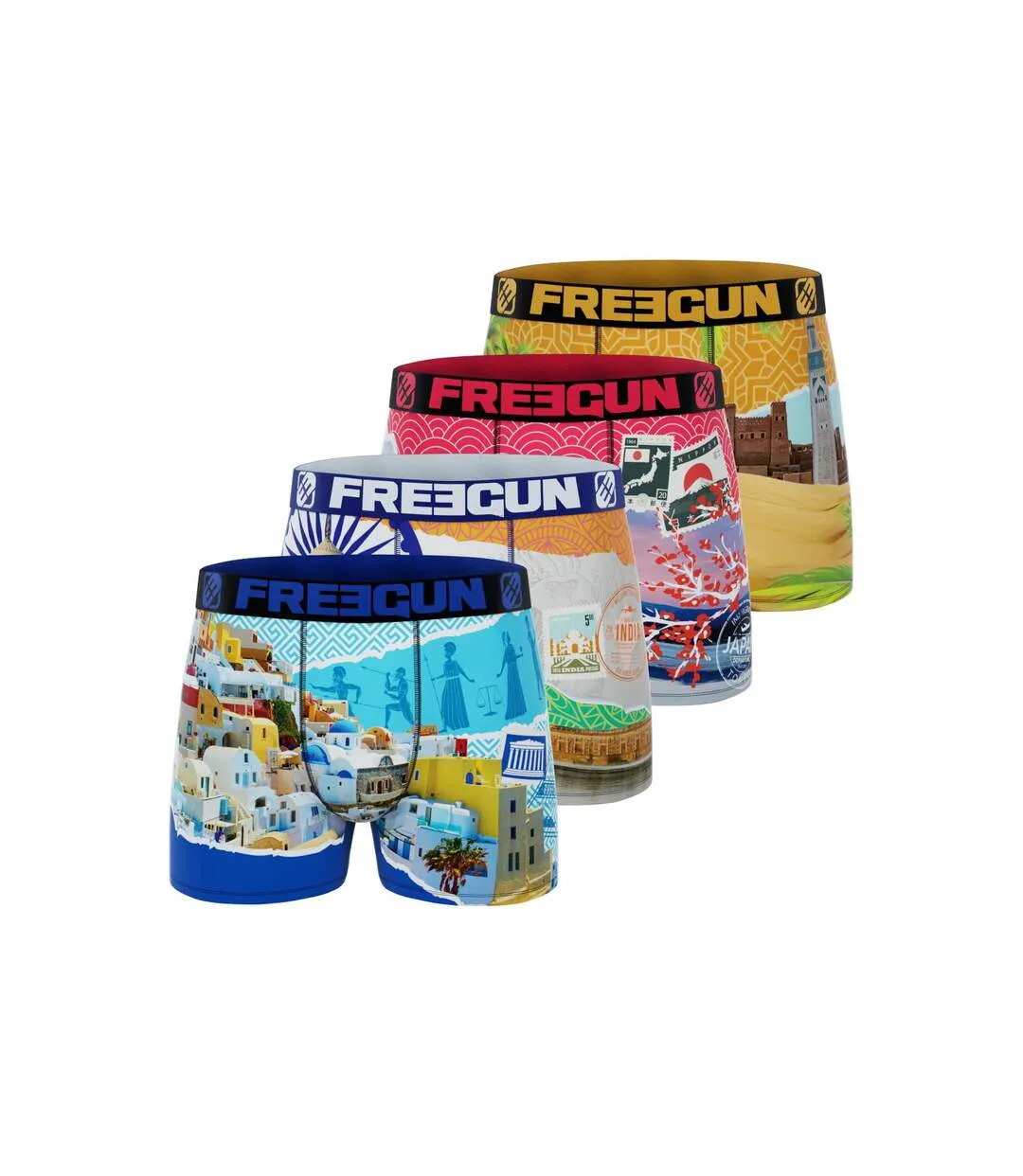 Lot de 4 boxers homme en polyester recyclé Landscape Freegun