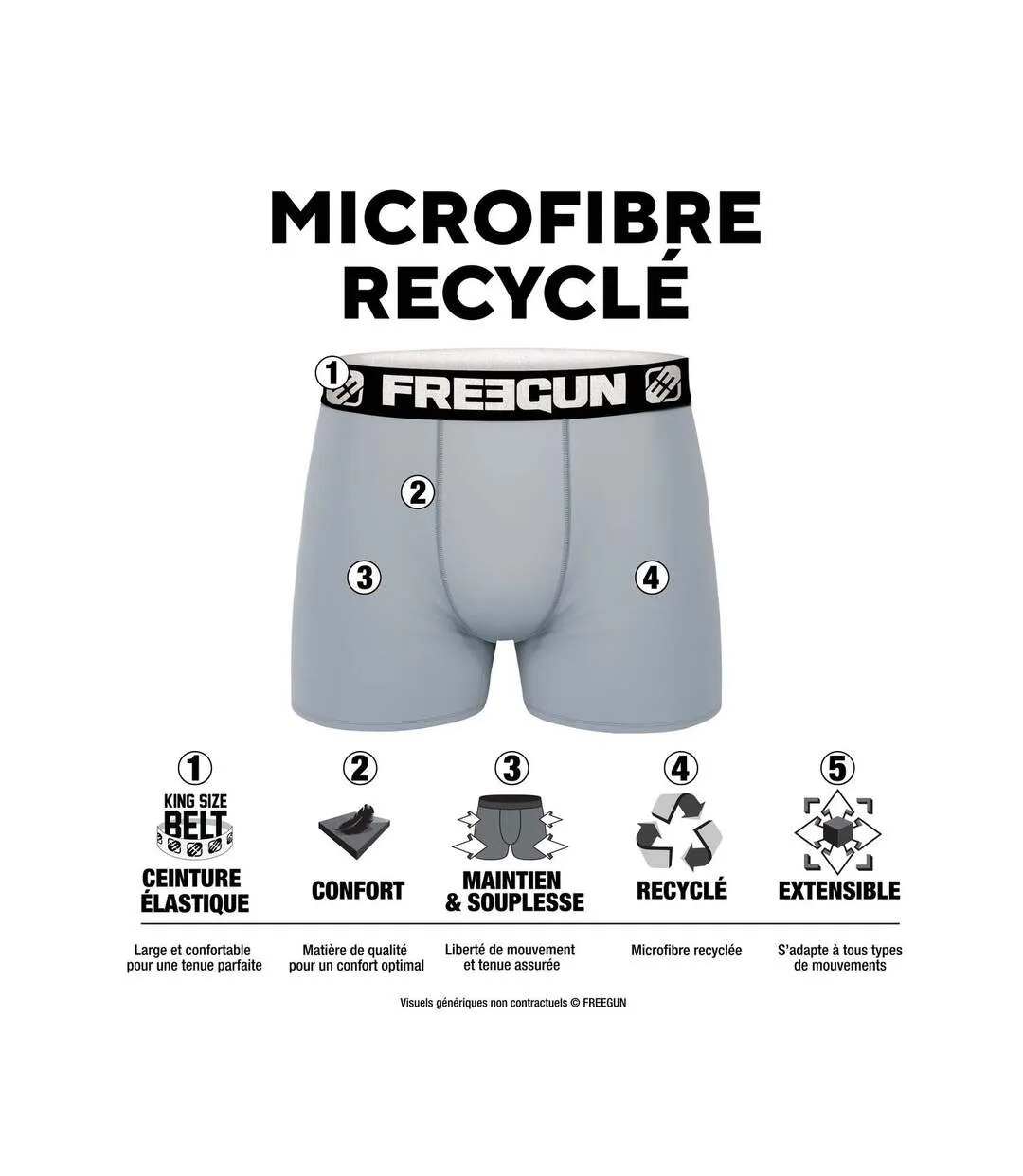 Lot de 4 boxers homme en polyester recyclé Landscape Freegun