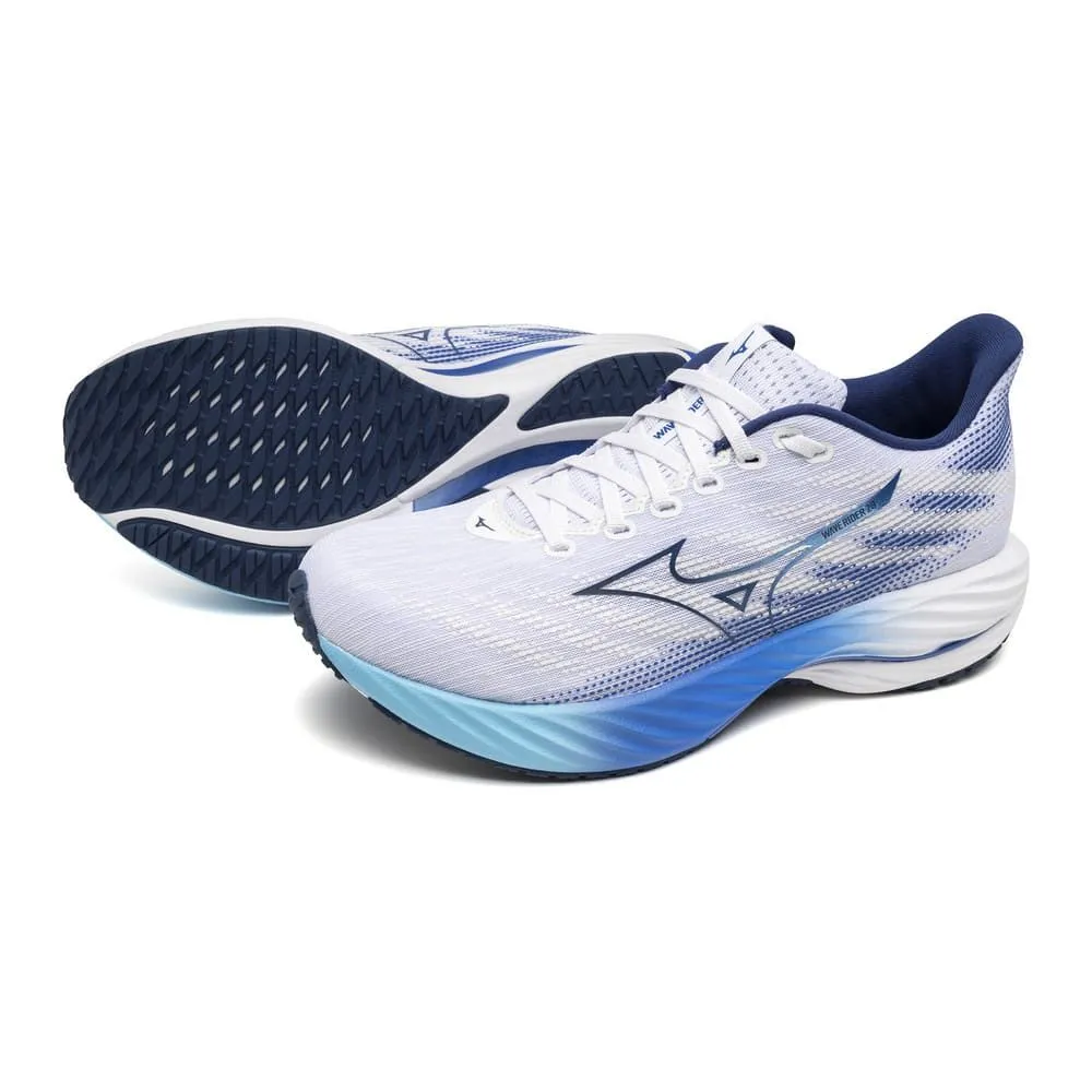 MIZUNO WAVE RIDER 28 Blanc/Bleue Pour Homme