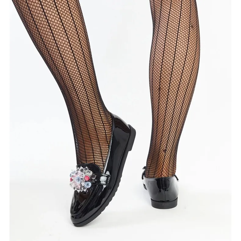 Mocassins vernis noirs avec cristaux Mirela le noir