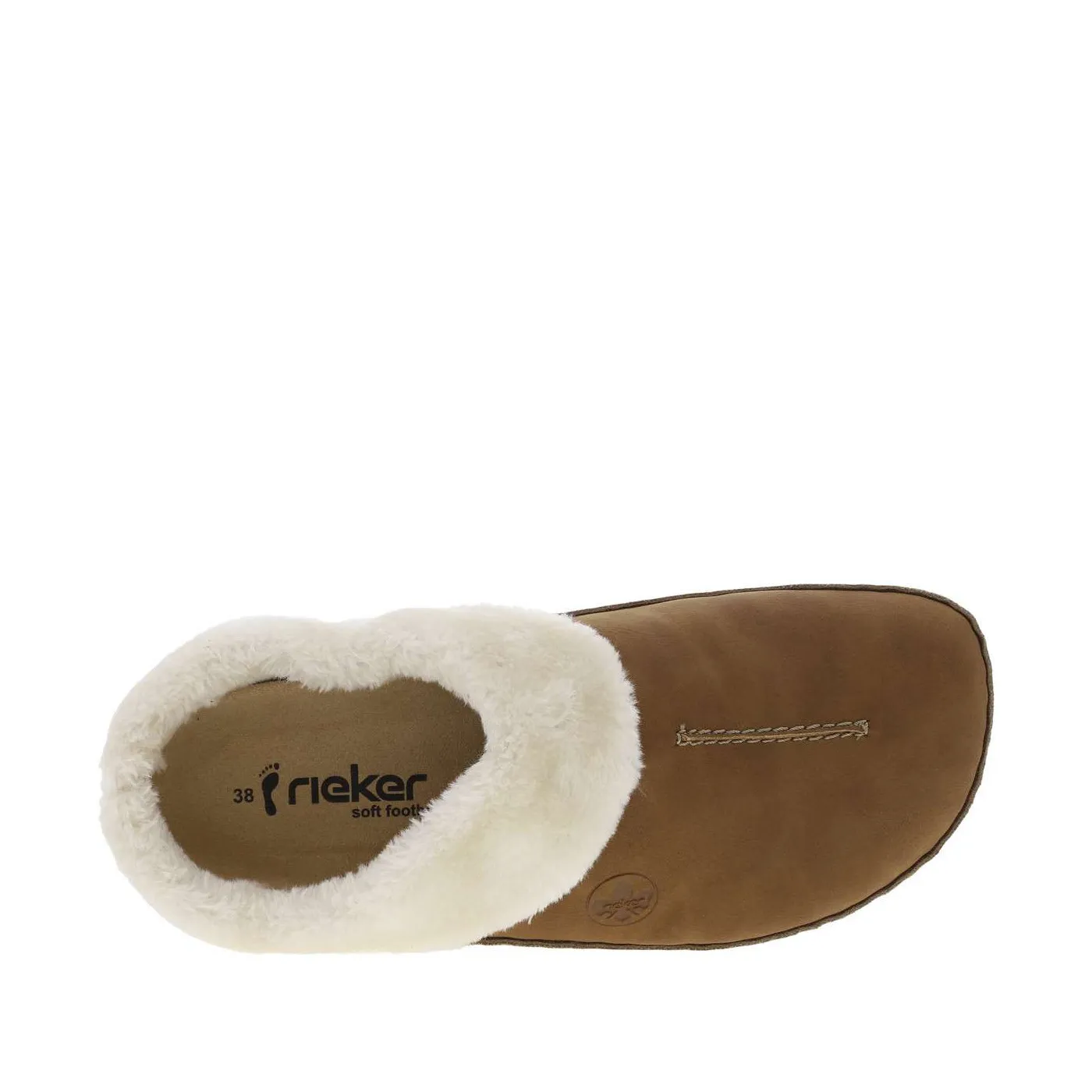 Mules sabot en simili cuir marron à fourrure blanche et à enfiler