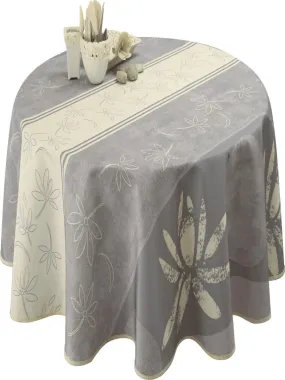 Nappe Anti-taches Lotus Ecru - Ovale 150 x 240 cm - Gris Ecru