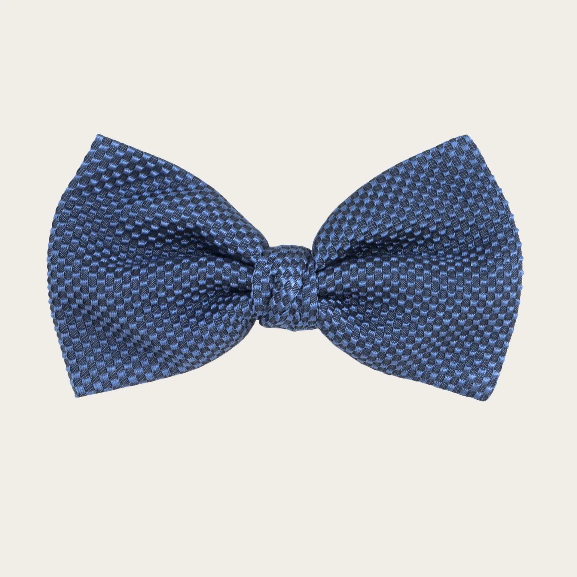 Nœud papillon en jacquard de soie pour costume, bleu clair avec motif en relief