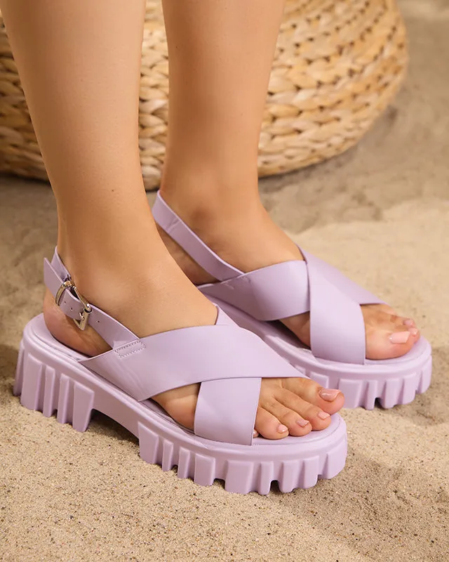 OUTLET Sandales violettes pour femme sur semelle épaisse Otida - Footwear