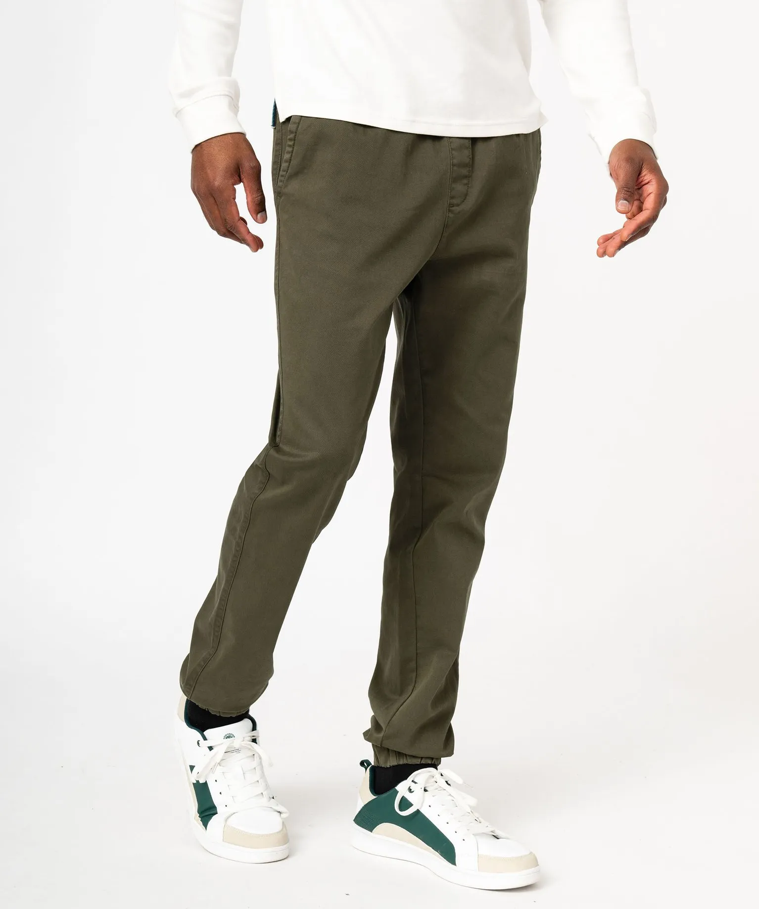 pantalon jogger en toile de coton stretch homme vert