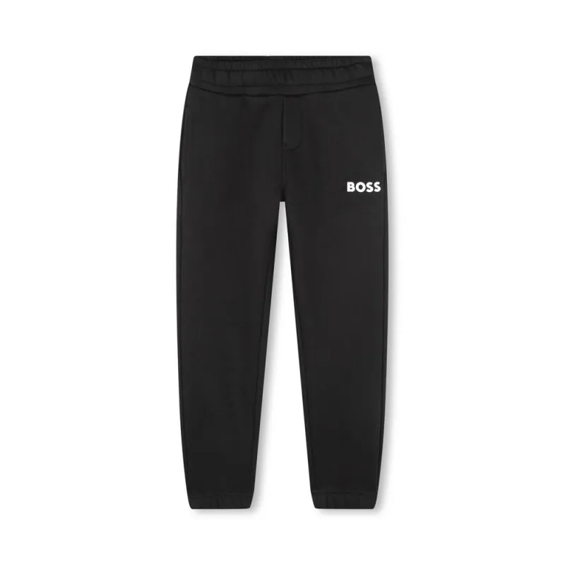 PANTALON JOGGING EN MOLLETON NOIR BOSS ENFANT