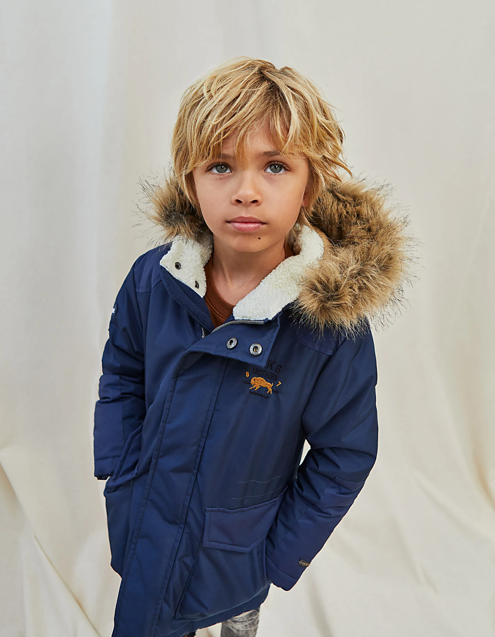 Parka marine fourrée garçon