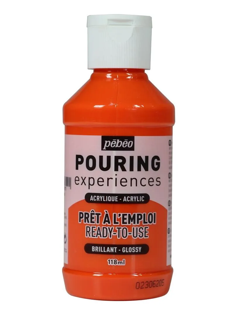 Peinture pouring acrylique brillante - Orange - 118 ml - N/A