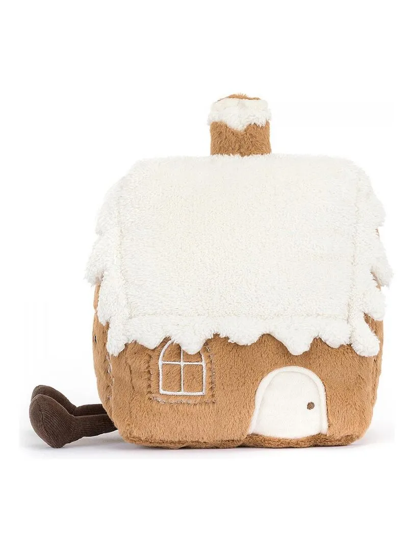 Peluche Amuseable Gingerbread House - Dimensions : L : 13 cm x  l : 16 cm x  h : 20 cm - Marron