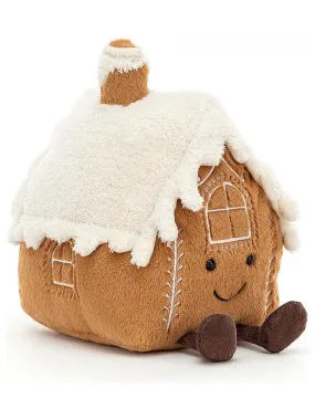 Peluche Amuseable Gingerbread House - Dimensions : L : 13 cm x  l : 16 cm x  h : 20 cm - Marron