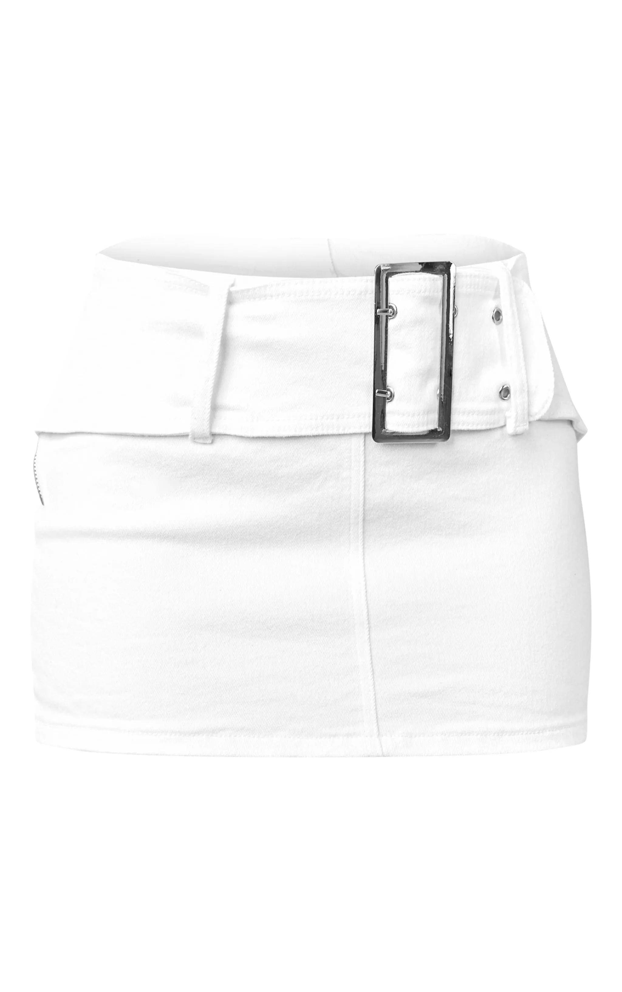 Petite Mini-jupe en jean blanc à détail ceinture