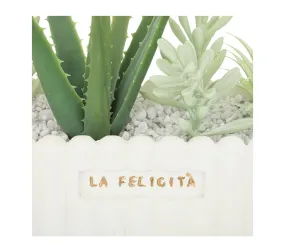 Plantes Artificielles Dans Une Jardinière En Céramique L 35 X H 15 Cm