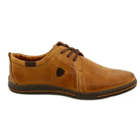 Polbut Chaussures en cuir pour hommes 343 Camel brun jaune