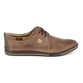 Polbut Chaussures pour hommes en cuir 343 perforation marron brun