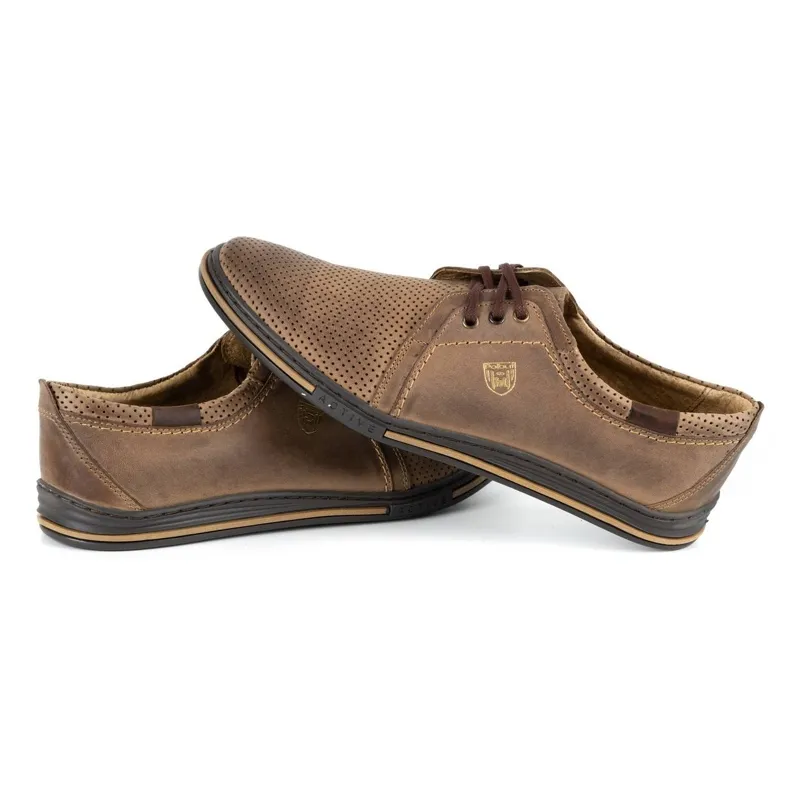 Polbut Chaussures pour hommes en cuir 343 perforation marron brun