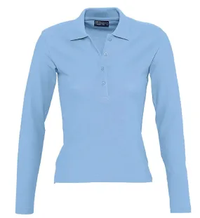 Polo manches longues - Femme - 11317 - bleu ciel 