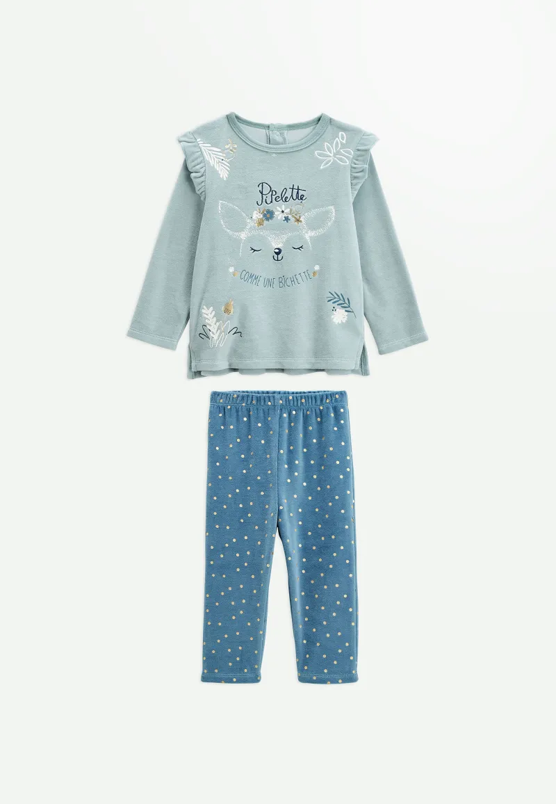 Pyjama bébé 2 pièces en velours Bichette - PETIT BEGUIN