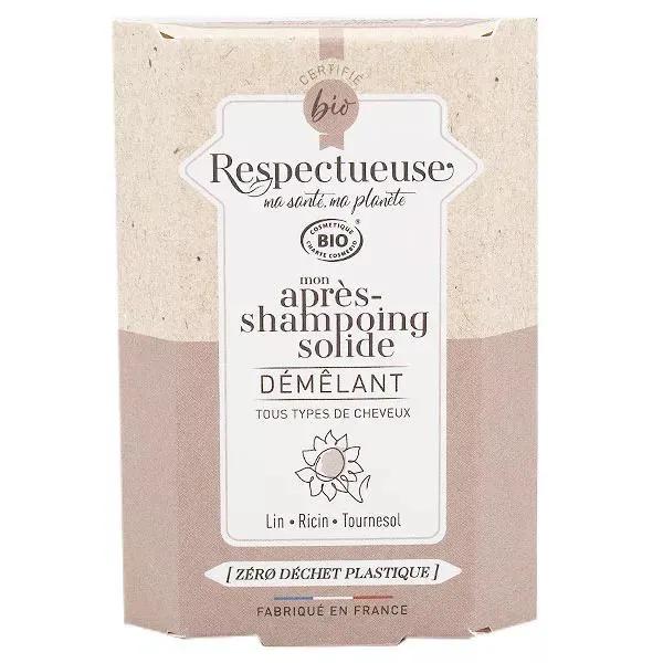 Respectueuse Mon Après-Shampoing Solide Démêlant Bio 40g