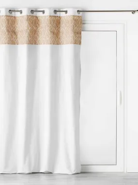 Rideau bi-matière avec toile de jute imprimée - Blanc