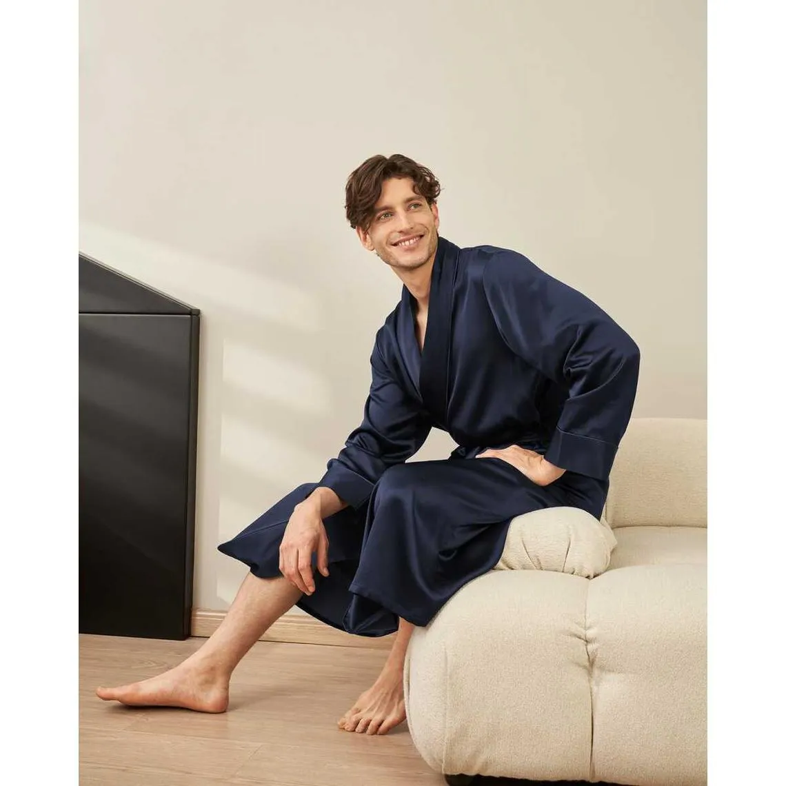 Robe Longue En Soie Luxueuse Classique Pour Homme bleu marine | 3 Suisses