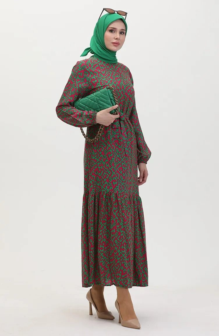 Robe Viscose Colorée 0450-01 Vert Fuchsia 0450-01