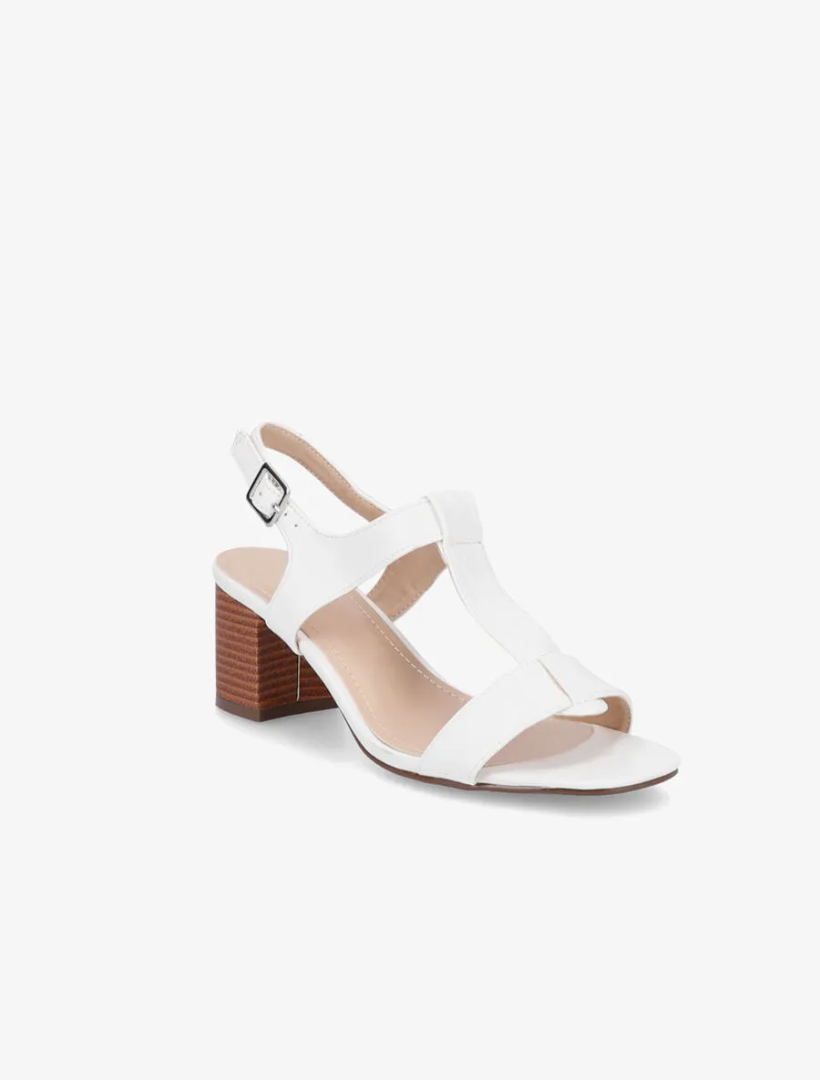 Sandales à bride en T croco - Blanc