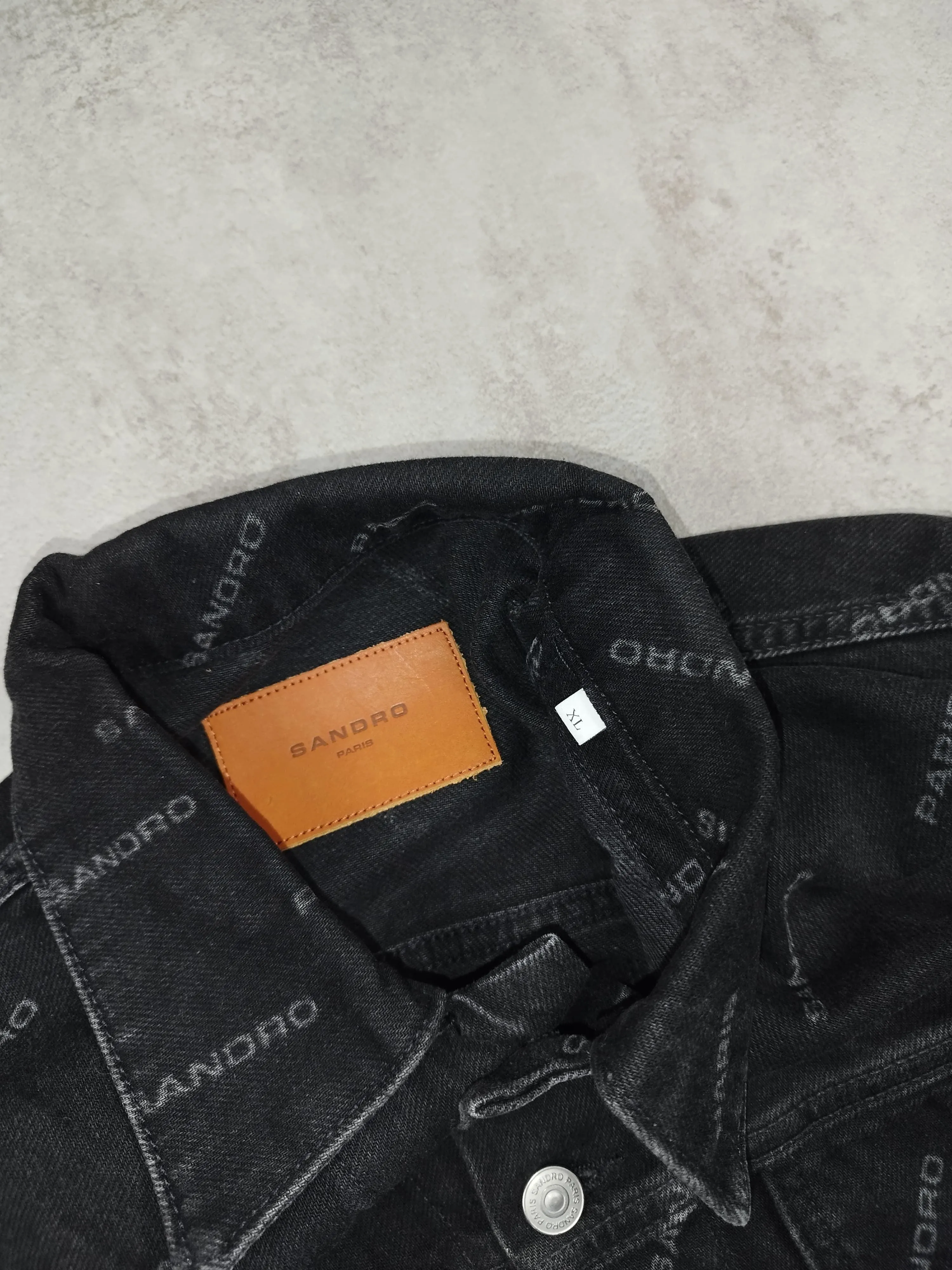 Sandro - Veste en jean noir taille XL