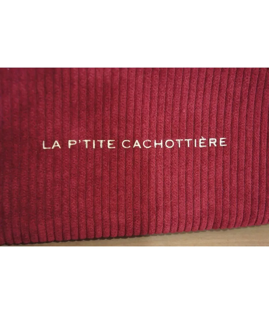 SANTAÏA grande pochette velours côtelé bordeaux idéal voyage papiers maquillage