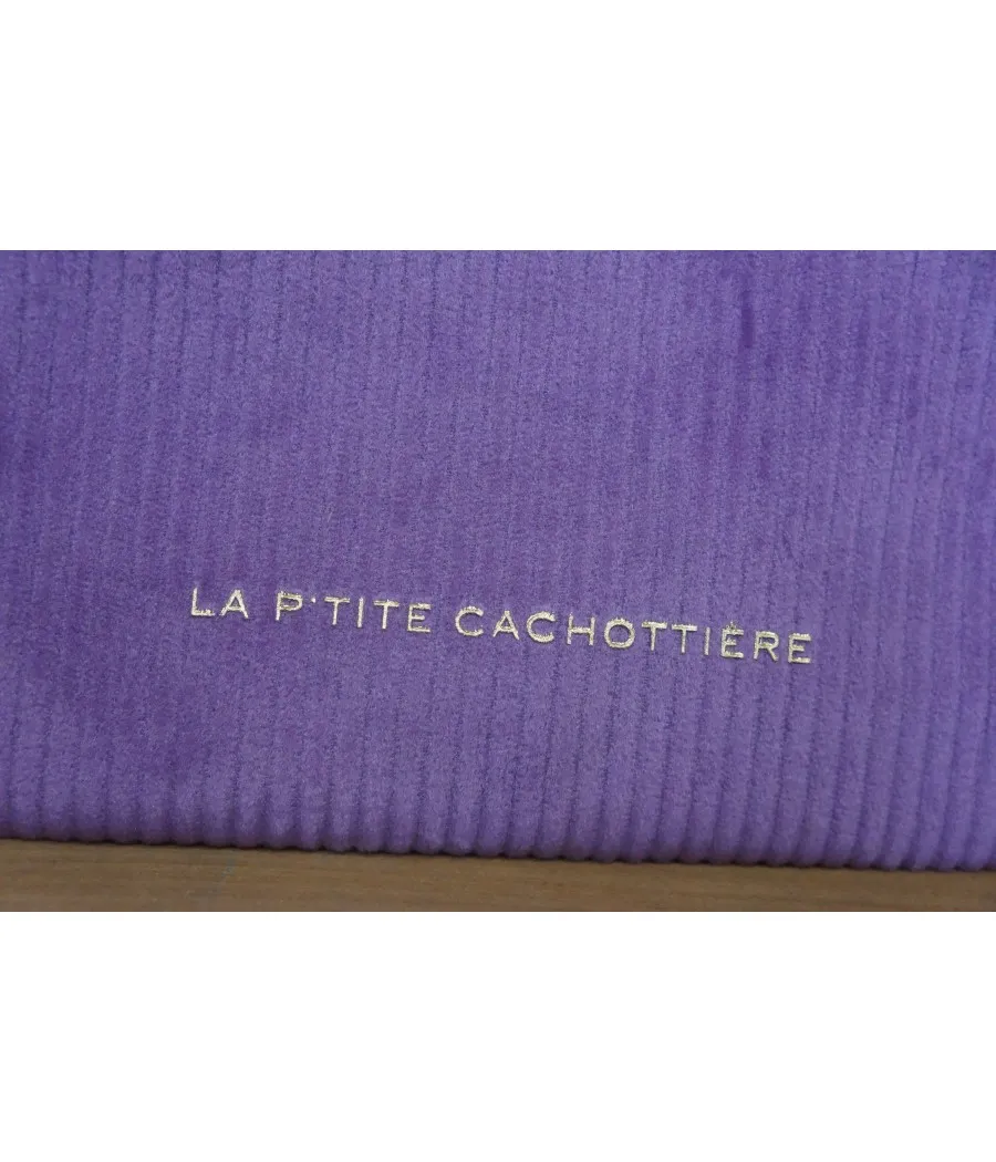 SANTAÏA pochette velours côtelé parme idéal voyage papiers maquillage