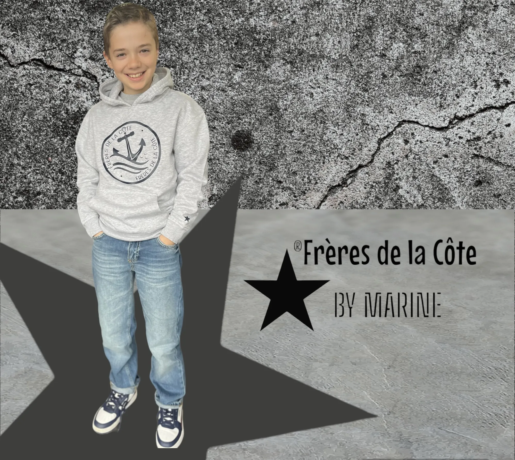 Sweat Capuche Kids ®Frères de la Côte • BY MARINE du 1/2 au 12/14 ans