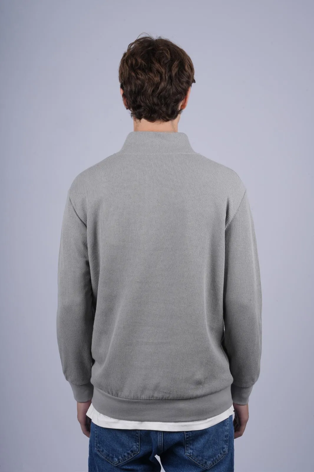Sweat Col Zipee GRIS CLAIR homme stylé | ILANNFIVE