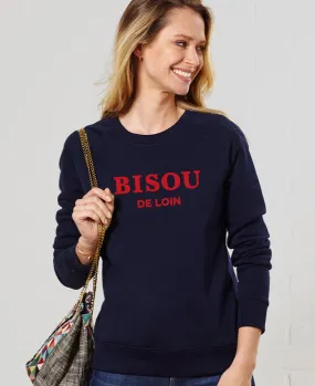 Sweatshirt femme Bisou de loin (effet velours)