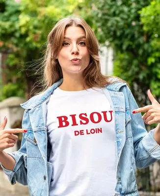 Sweatshirt femme Bisou de loin (effet velours)