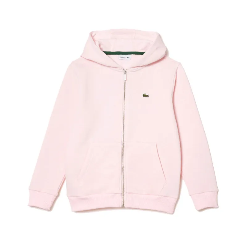 SWEATSHIRT ZIPPÉ À CAPUCHE LACOSTE AVEC POCHE KANGOUROU ROSE