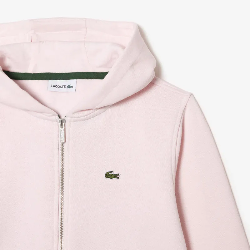 SWEATSHIRT ZIPPÉ À CAPUCHE LACOSTE AVEC POCHE KANGOUROU ROSE