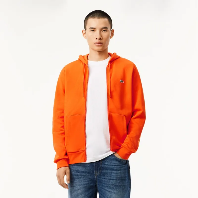 SWEATSHIRT ZIPPÉ À CAPUCHE LACOSTE SPORT AVEC EMPIÈCEMENTS EN MESH ORANGE