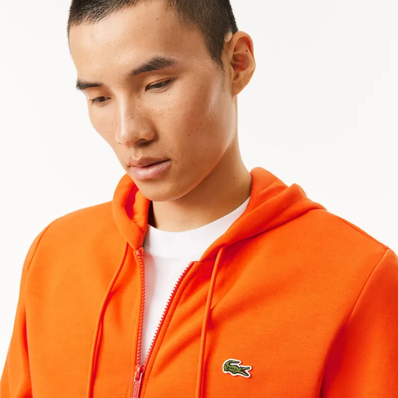 SWEATSHIRT ZIPPÉ À CAPUCHE LACOSTE SPORT AVEC EMPIÈCEMENTS EN MESH ORANGE