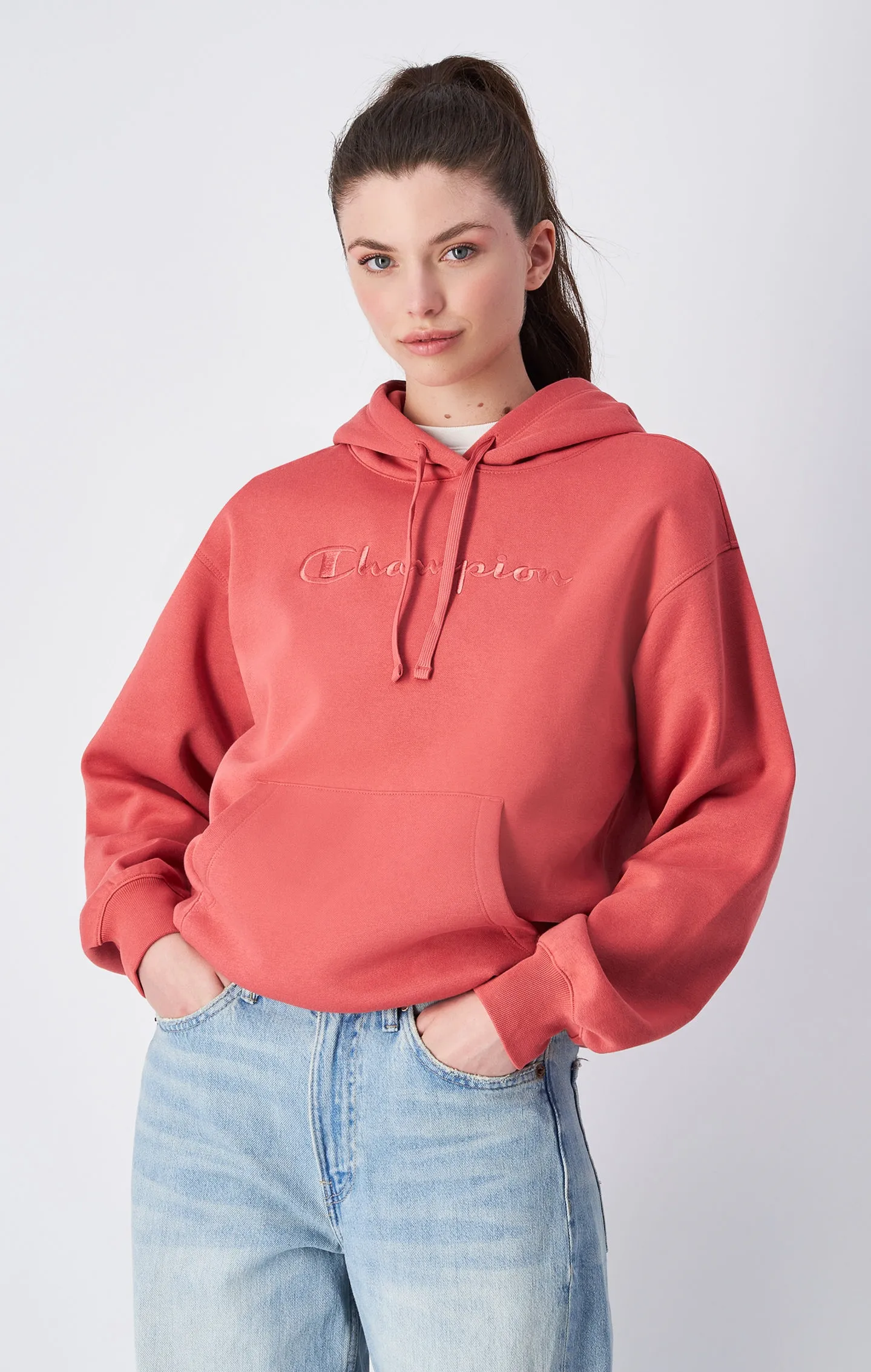 Sweatshirt à capuche en molleton avec grand logo ton sur ton | Champion France