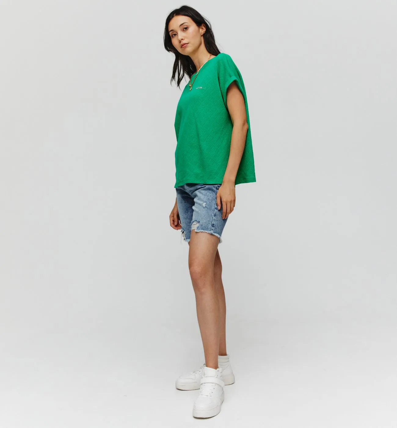 T-shirt en maille pointelle - Vert