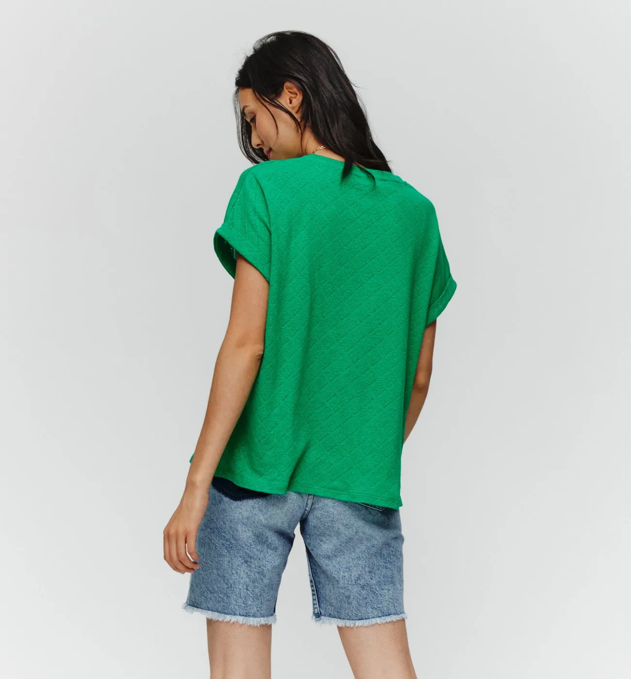 T-shirt en maille pointelle - Vert