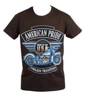 T-shirt homme manches courtes - Biker American Pride 22525 - marron 