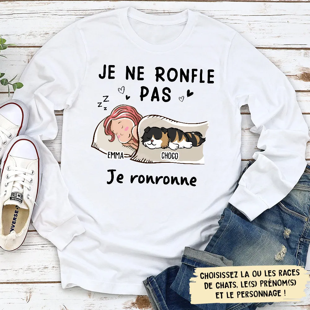 T-Shirt Personnalisé Manches Longues - Je Ronfle Pas Je Ronronne