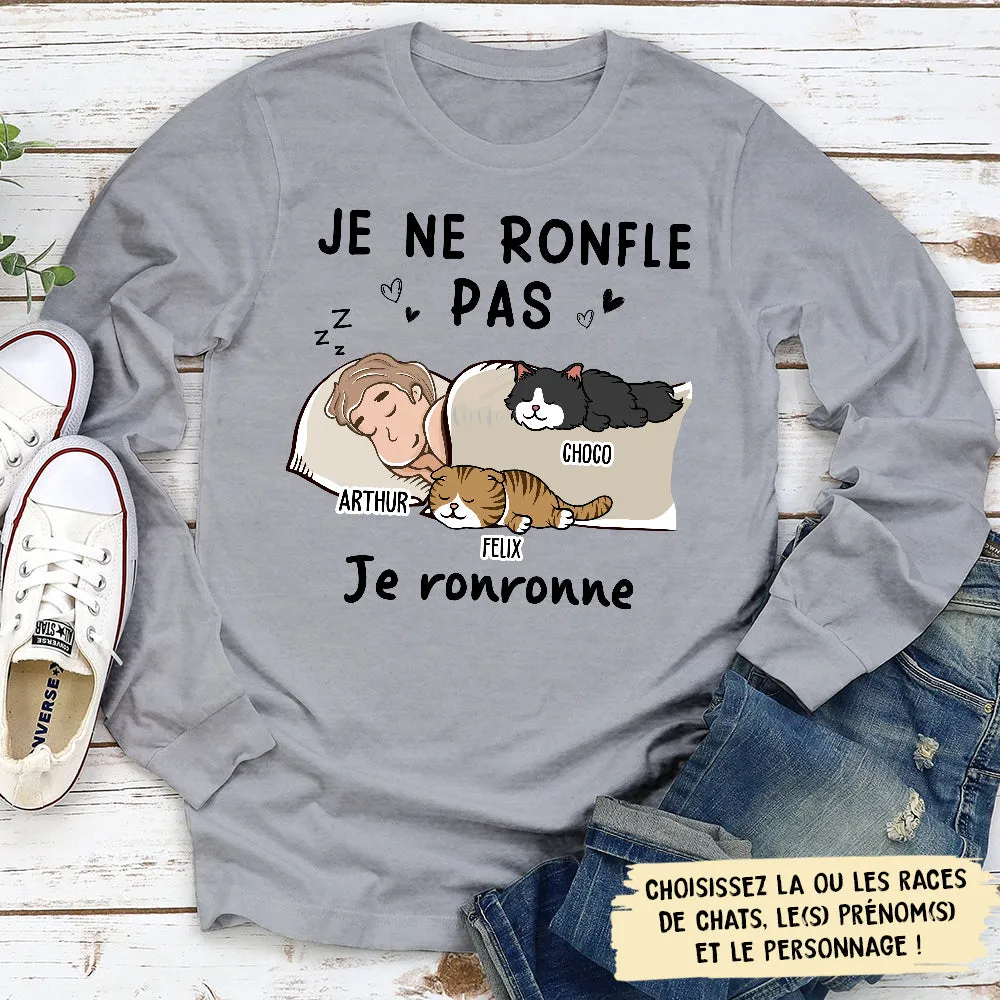 T-Shirt Personnalisé Manches Longues - Je Ronfle Pas Je Ronronne