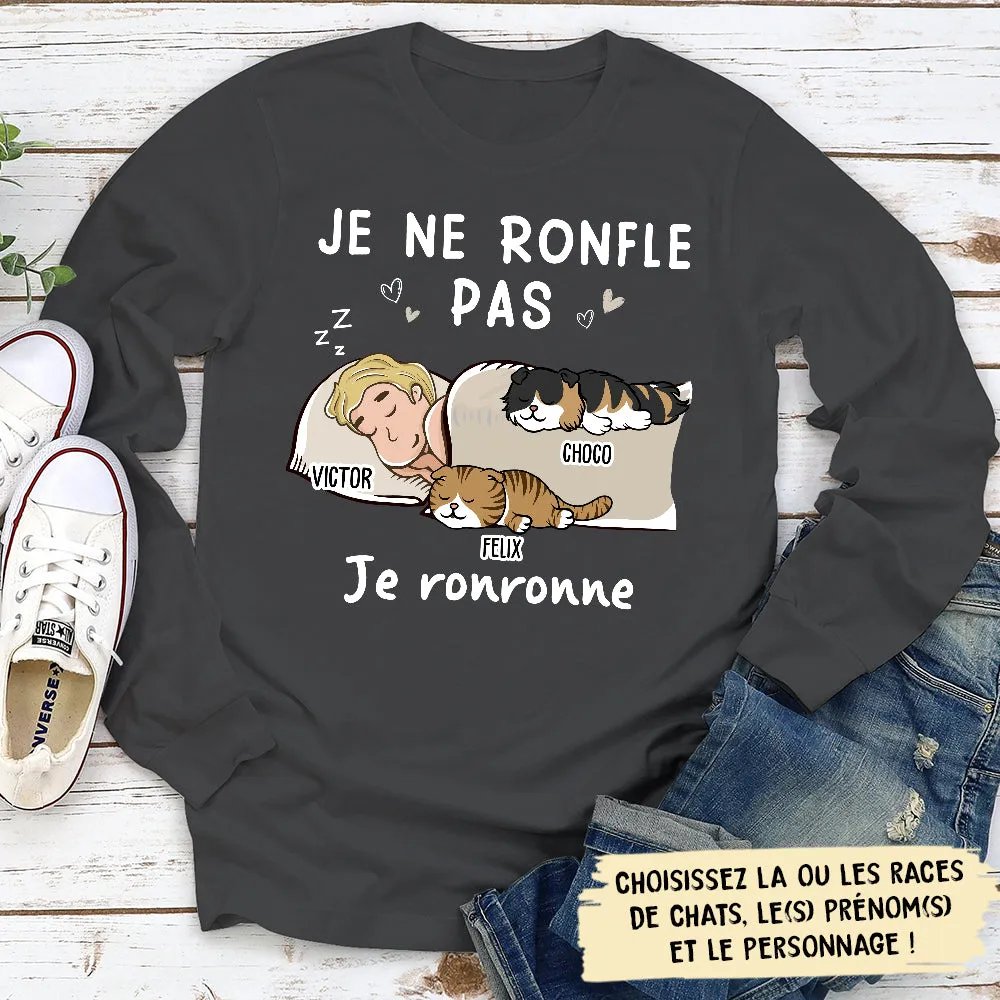 T-Shirt Personnalisé Manches Longues - Je Ronfle Pas Je Ronronne